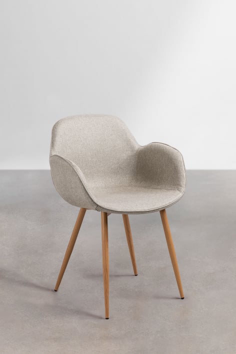 Set van 4 Fargo eetkamerstoelen gestoffeerd en van ijzer