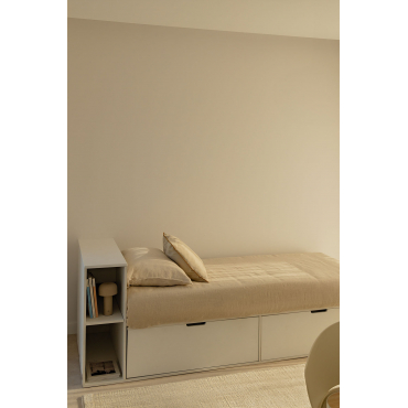 Bed Voor Matras Van 90 Cm Met 2 Lades En Opbergruimte Janete Wit & Links & 90 X 190 Cm - Sklum