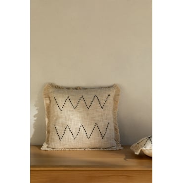 Vierkant Katoenen Kussen (45x45 Cm) Tapevi Beige – Linnen - Sklum