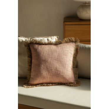 Vierkant Kussen 45x45 Cm In Katoen Paraiba Roze – Hazelnoot - Beige – Linnen - Sklum
