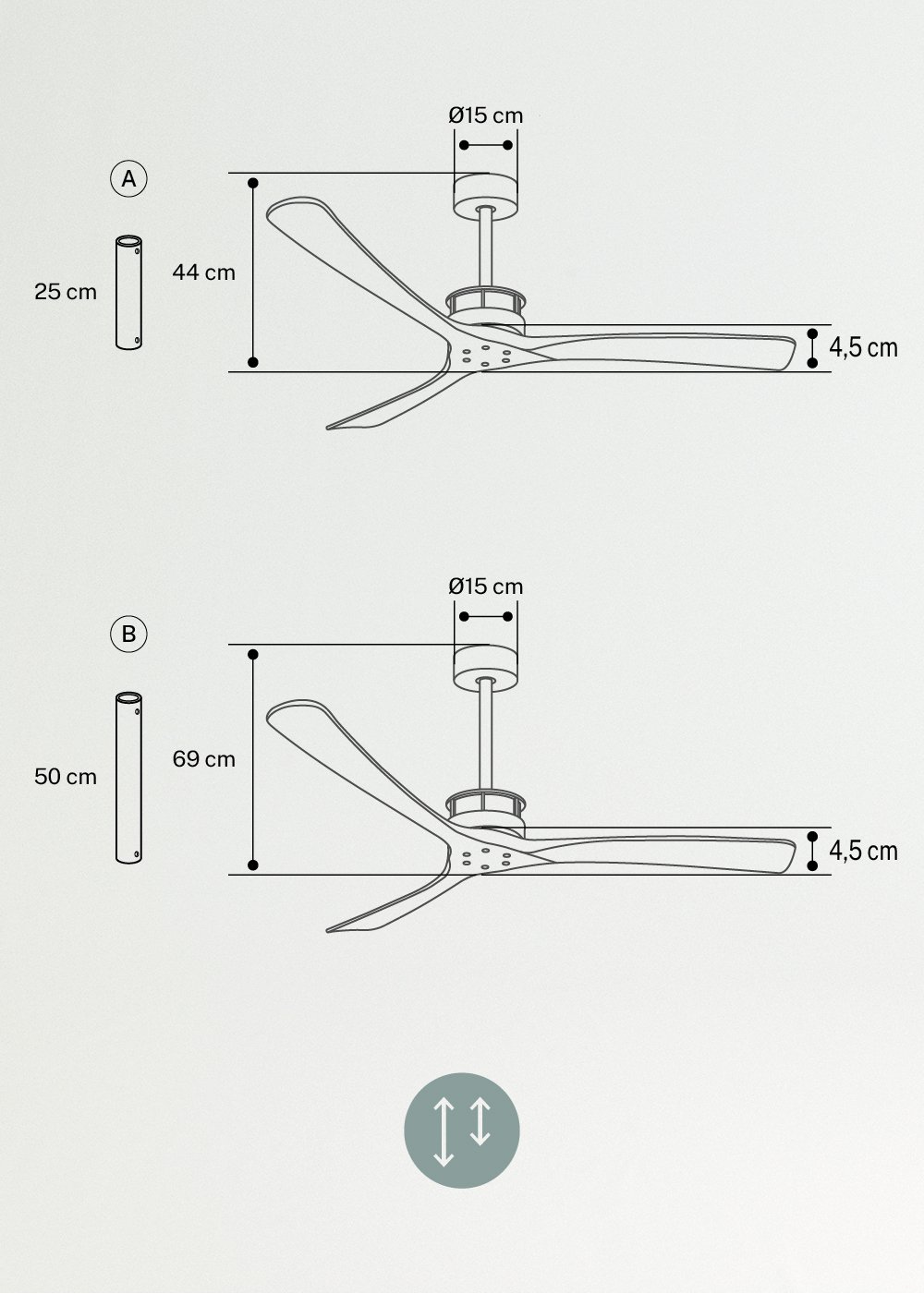 CREATE - WIND LARGE - Plafondventilator 40W silent XL Ø152 cm 100% hout, AFMETINGEN