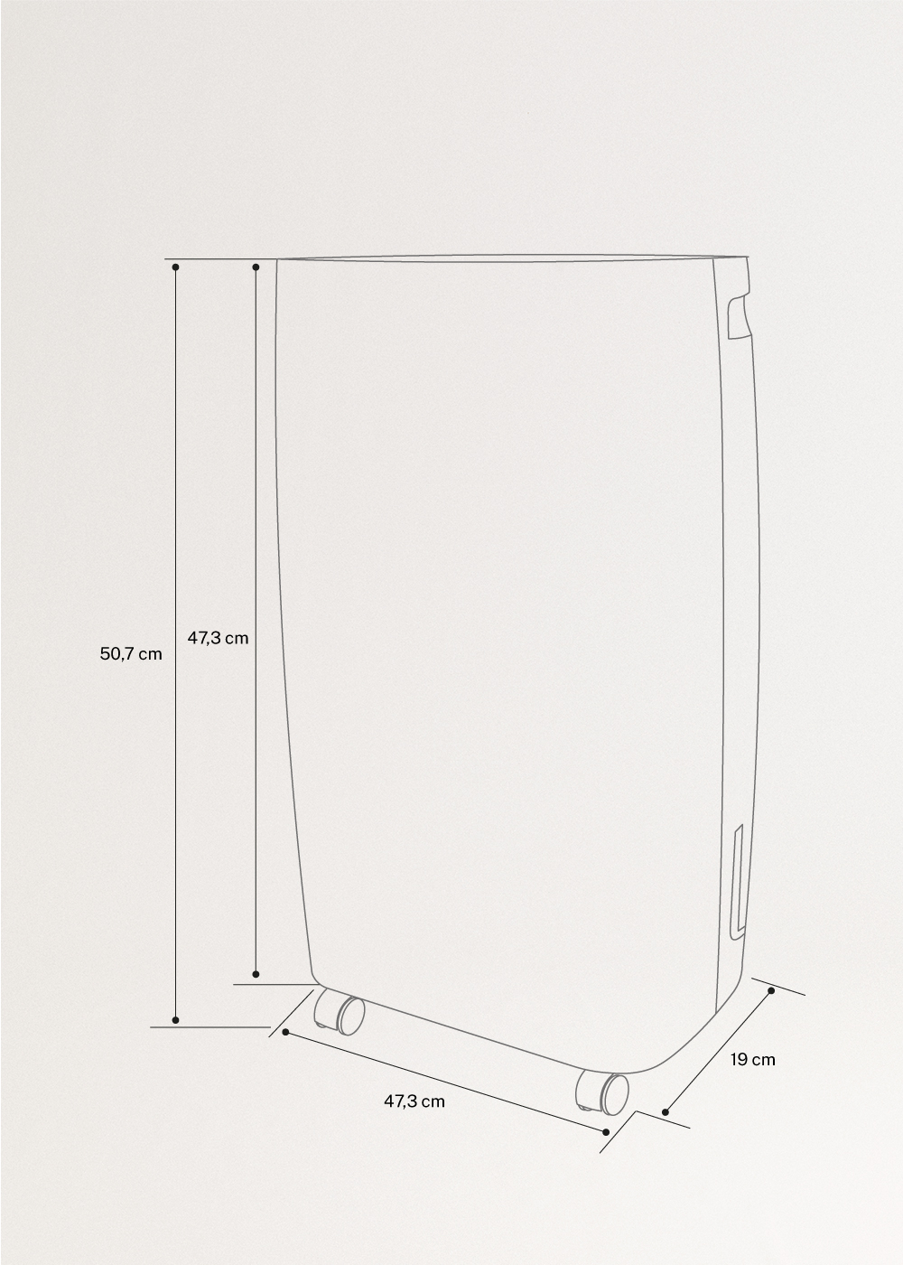 CREATE - DRYZONE XL-CUBIC - Luchtontvochtiger 10 L / dag 40m², AFMETINGEN