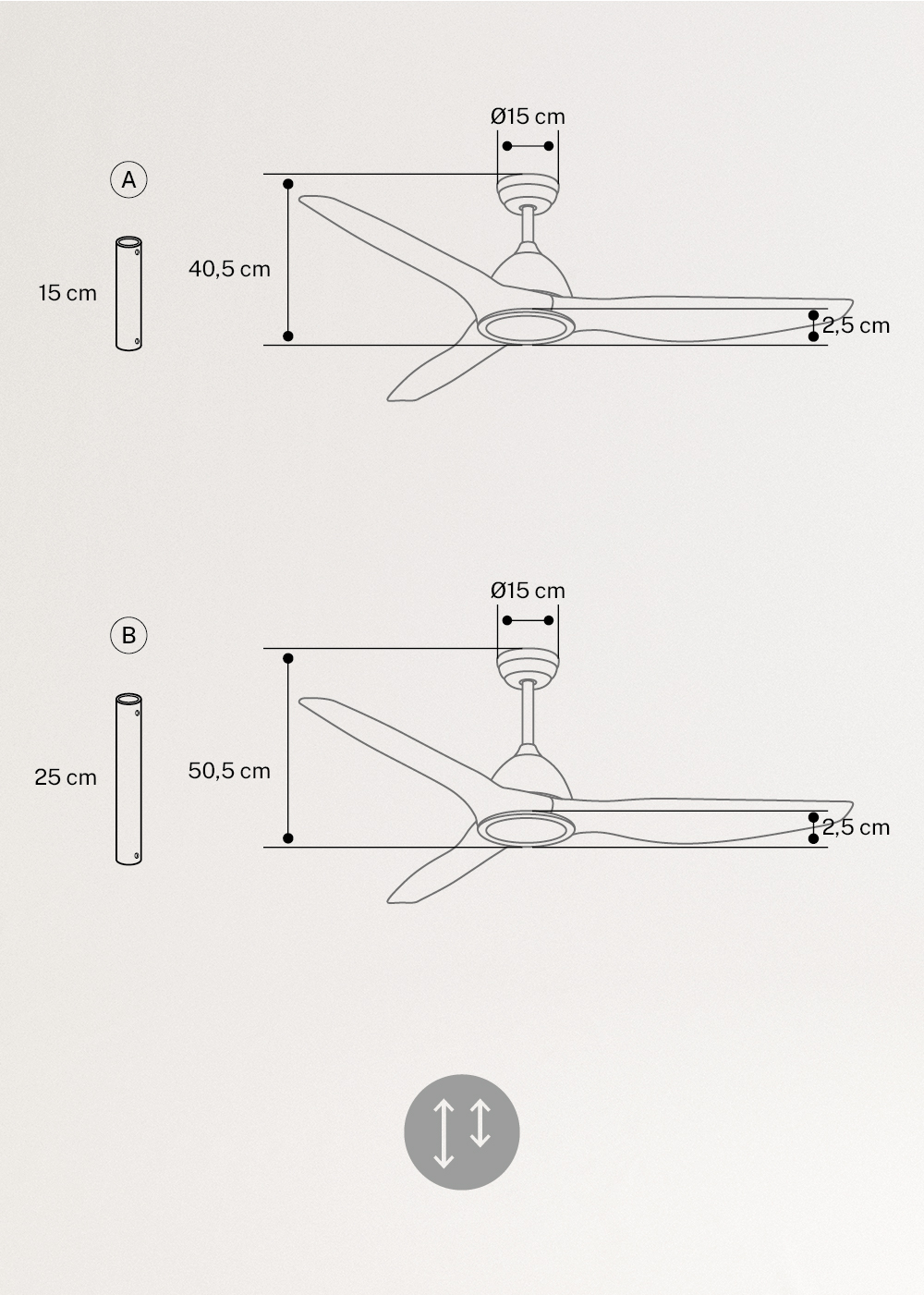 CREATE - WIND SAIL - Plafondventilator 90W silent XL Ø163 cm, AFMETINGEN