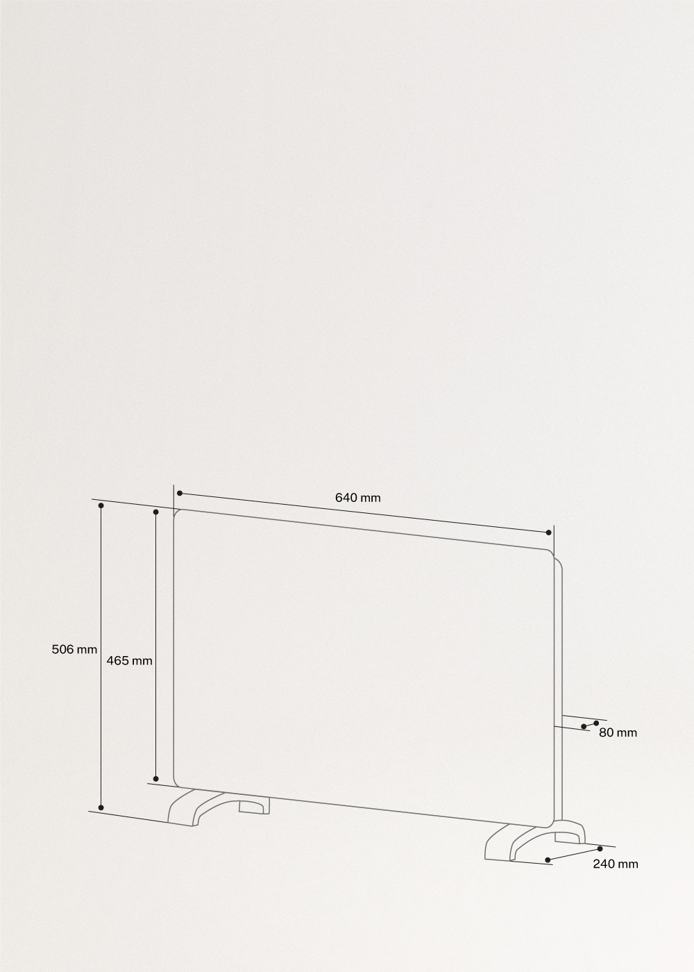 CREATE - WARM CRYSTAL 1500W - Elektrische glazen convector met WiFi, AFMETINGEN
