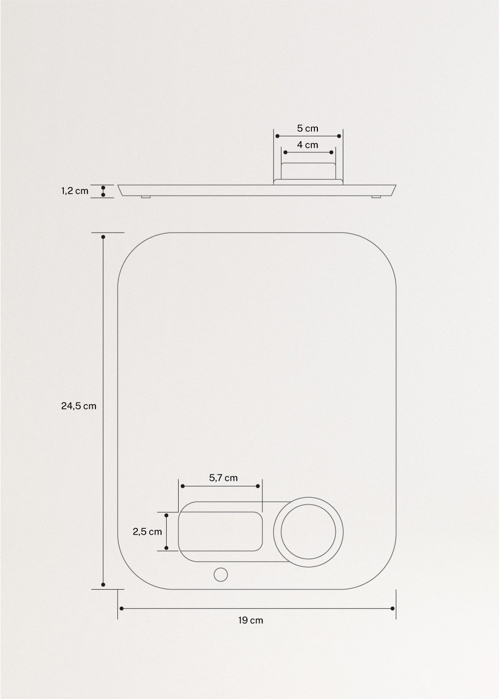 CREATE - PONDUS - Keukenweegschaal zonder batterijen, AFMETINGEN