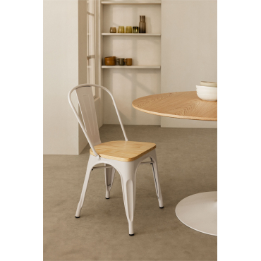 Set Van 2 Stapelbare Eetkamerstoelen Lix Met Hout Wit & Natuurlijk Hout - Sklum