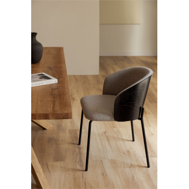 Eetkamerstoel In Bekleed Hout Amieva Zwart & Stof Grijs – Taupe – Koel - Sklum