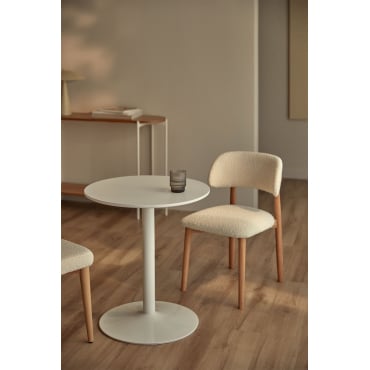 Ronde Eettafel Van Mdf En Ijzer Yvetta Wit & Ø60 Cm & Wit - Sklum