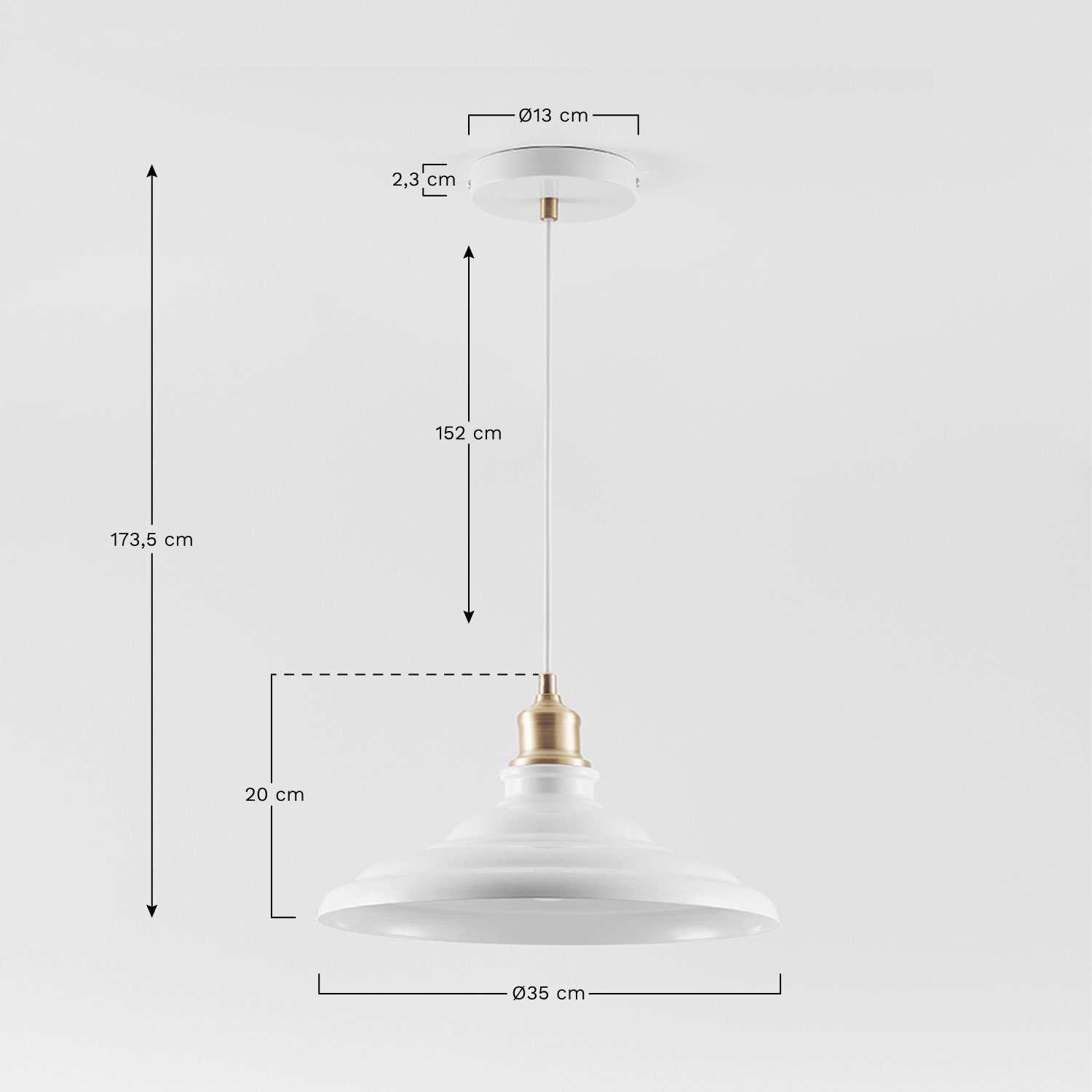 Lenorita ijzeren plafondlamp, AFMETINGEN