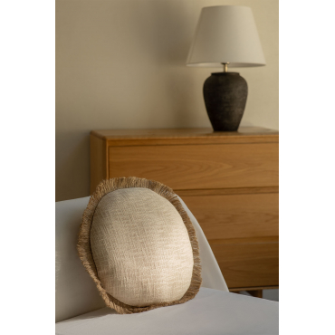 Rond Katoenen Kussen (ø40 Cm) Paraiba Gardenia Wit - Beige – Linnen - Sklum