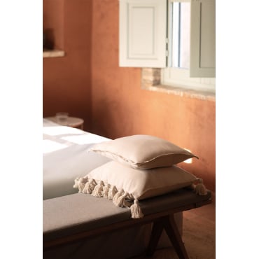 Vierkant Katoenen Kussen (40x40 Cm) Kerpen Beige – Crème - Sklum