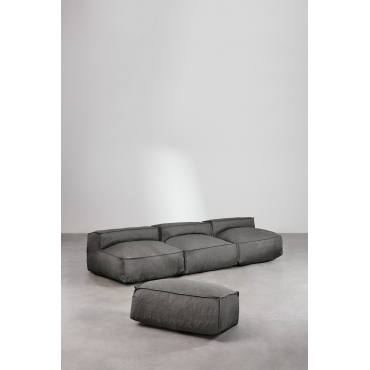 Dojans 3-delige Modulaire Bank En Tuinpoef Gris Granito - Sklum