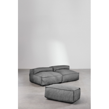Dojans 2-delige Modulaire Bank En Poef Gris Granito - Sklum