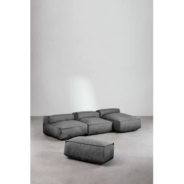3-delige Modulaire Chaise Longue-bank En Pof-dojans Gris Granito - Sklum