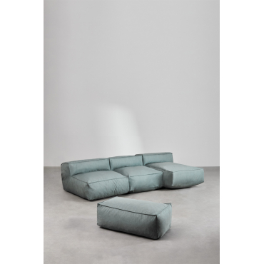 Modulaire Tuinbank Met Chaise Longue, 3-delig En Poef Dojans Groen – Ether - Sklum