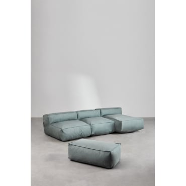 3-delige Modulaire Chaise Longue-bank En Pof-dojans Groen – Ether - Sklum