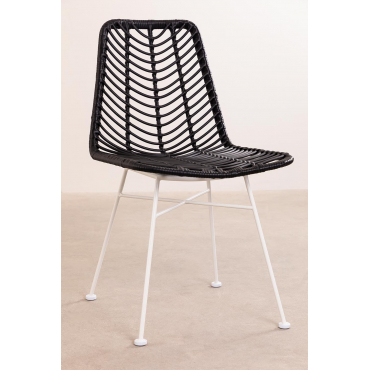 Set Van 2 Tuinstoelen In Synthetisch Rotan Gouda Colors Zwart & Wit - Sklum
