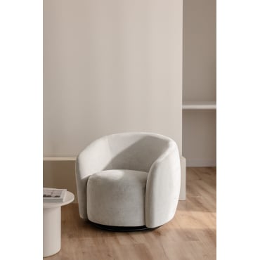 Mieres Chenille Draaifauteuil Zand Grijs - Sklum