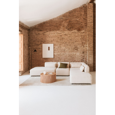 Fogler 4-delige Modulaire Hoekbank Met Dubbele Chaise Longue Chenille Crème Beige - Sklum