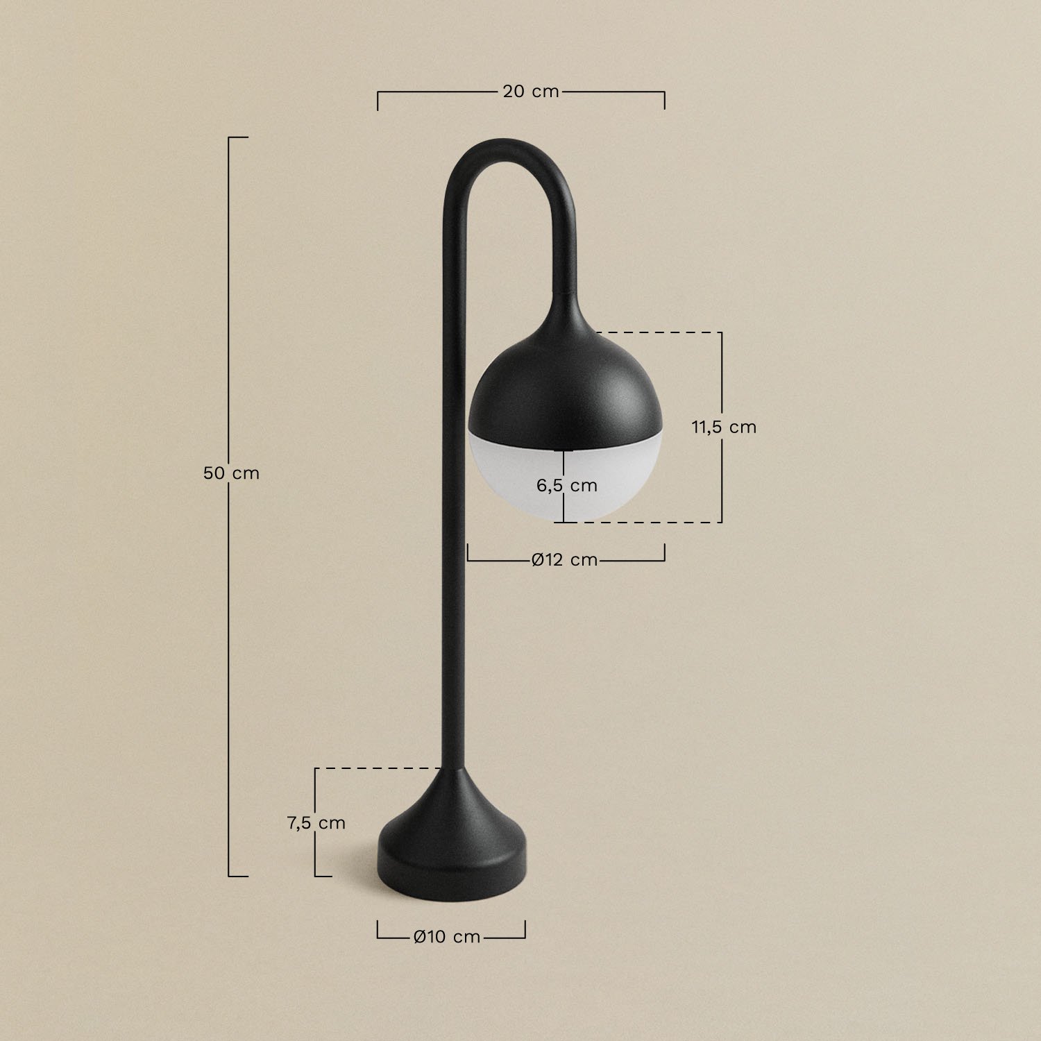 LED-buitenbaken van aluminium Uveron, AFMETINGEN