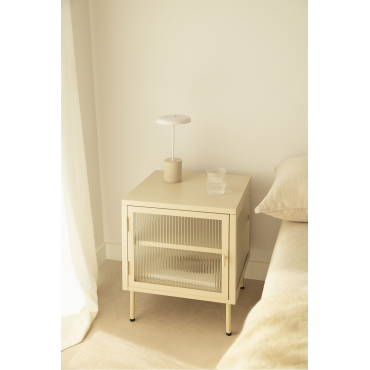 Nachtkastje Van Staal En Glas Paoline Beige – Crème - Sklum