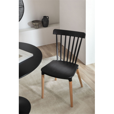 Set Van 4 Eetkamerstoelen In Beukenhout En Polypropyleen Royal Zwart - Sklum