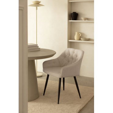 Set Van 4 Eetkamerstoelen In De Stof Zilen Gebroken Wit - Sklum