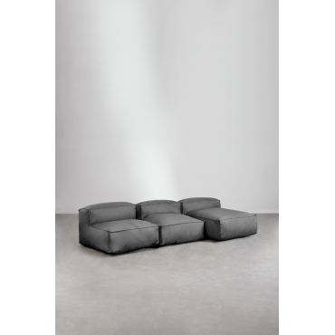 Dojans 3-delige Modulaire Tuin Chaise Longue Bank Gris Granito - Sklum