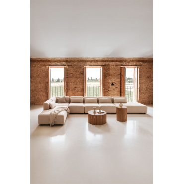 Fogler 6-delige Modulaire Hoekbank Met Dubbele Chaise Longue Chenille Crème Beige - Sklum