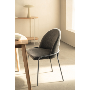 Pak Van 2 Grolet Gestoffeerde Eetkamerstoelen Krullend Antracietgrijs - Sklum