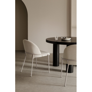 Set Van 4 Grolet Gestoffeerde Eetkamerstoelen Bouclé Wit - Sklum