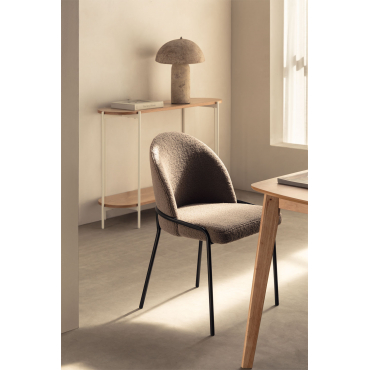 Pak Van 4 Grolet Gestoffeerde Eetkamerstoelen Chenille Bruin - Tarwe - Sklum