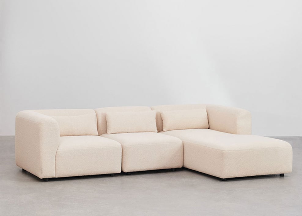 Rechtsmodulaire chaise longue bank van 3 delen Fogler