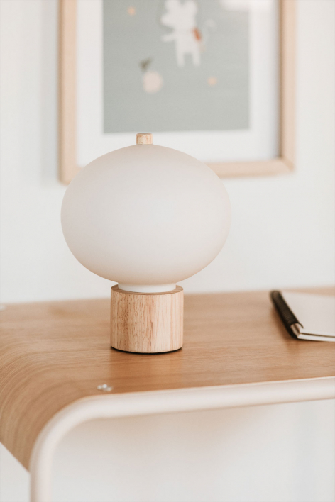 Batouri houten tafellamp van dennenhout