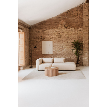 Fogler 2-delige Modulaire Hoekbank Met Chaise Longue Rechts Chenille Crème Beige - Sklum