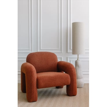 Nicxon Fauteuil Van Schapenvacht Rood – Klei - Sklum