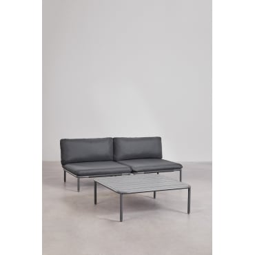 Tuinset Met 2-delige Modulaire Bank En Roubly Salontafel Grijs – Grafiet - Sklum