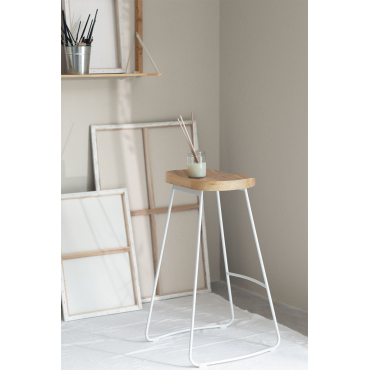 Set Van 4 Hoge Krukken Van Staal En Iepenhout Neicol Wit & ↑75 Cm - Sklum