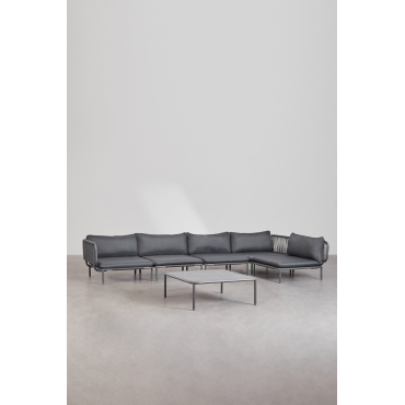 5-delige Modulaire Hoektuinbank En Roubly Salontafel Grijs – Grafiet - Sklum