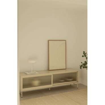 Tv-meubel 180x40 Cm In Staal En Glas Paoline Beige – Crème - Sklum