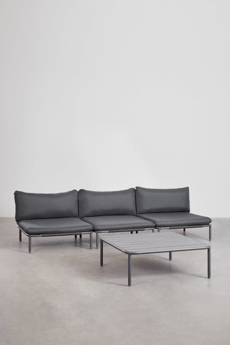 3-delige modulaire tuinbank en Roubly salontafel