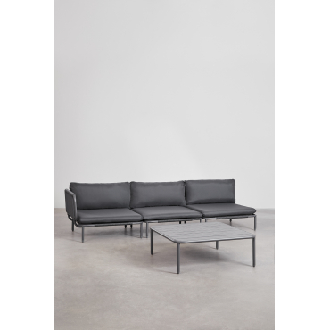 3-delige Modulaire Hoektuinbank En Roubly Salontafel Grijs – Grafiet - Sklum