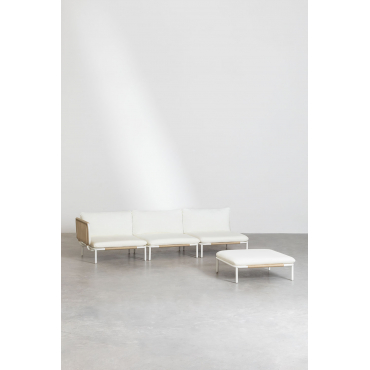 3-delige Modulaire Hoektuinbank En Roubly Zitzak Beige Amandelroos - Sklum
