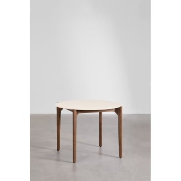 Ronde Tuintafel Ø100 Cm Van Beton En Acaciahout Xajul Donker Acaciabruin - Sklum
