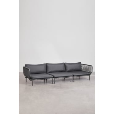 3-delige Modulaire Tuinbank Met 2 Roubly Hoekfauteuils Grijs – Grafiet - Sklum