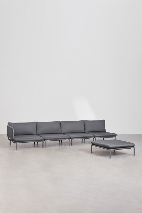 Roubly stalen 4-delige hoekmodulaire loungeset met poef