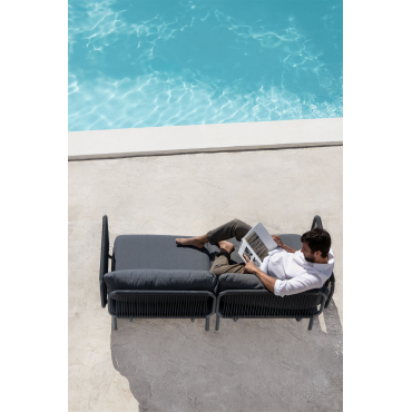 2-delige Modulaire Tuinbank Met 2 Roubly Hoekfauteuils Grijs – Grafiet - Sklum