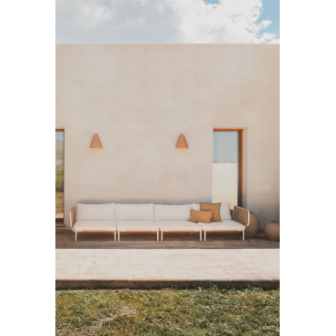 4-delige Modulaire Tuinbank Met 2 Roubly Hoekfauteuils Beige Amandelroos - Sklum