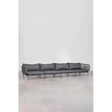 4-delige Modulaire Tuinbank Met 2 Roubly Hoekfauteuils Grijs – Grafiet - Sklum