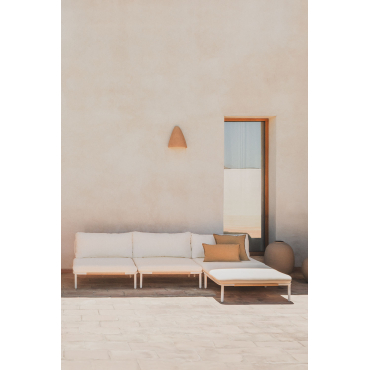 3-delige Modulaire Tuinbank En Roubly Poef Beige Amandelroos - Sklum